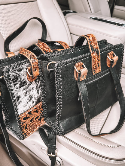 Revival Cowhide & Tooled Leather Tote Purse