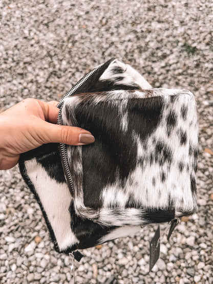 Cowhide Zipper Pouch Bag