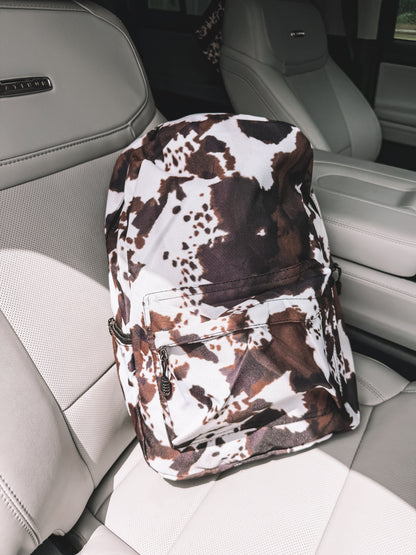 School Backpack - Dark Brown Cow