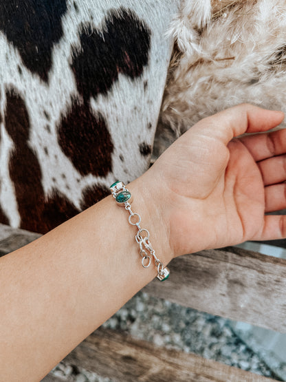 Genuine Chain Link Turquoise Bracelet