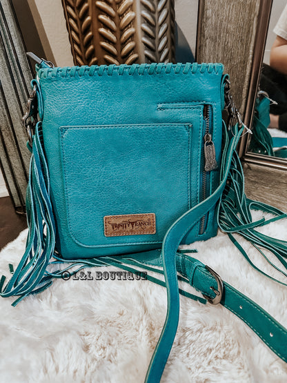 Cowhide Fringe Concealed Carry Crossbody in Turquoise