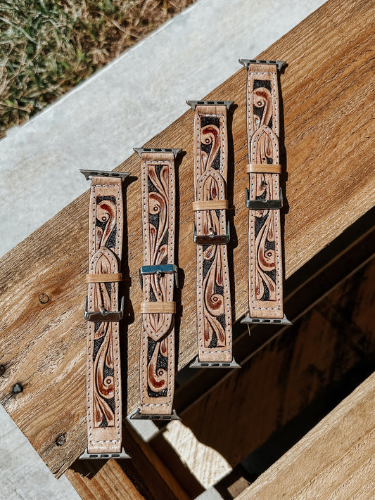 Twain Tooled Leather Watch Band