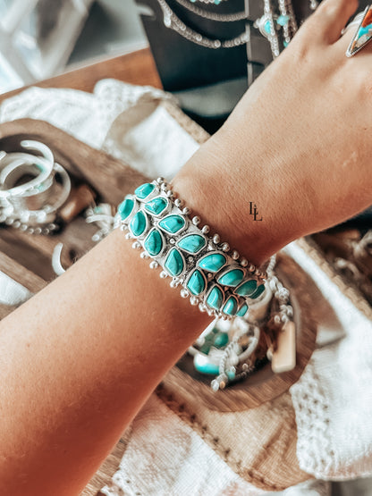 Clustered Turquoise Cuff Bracelet