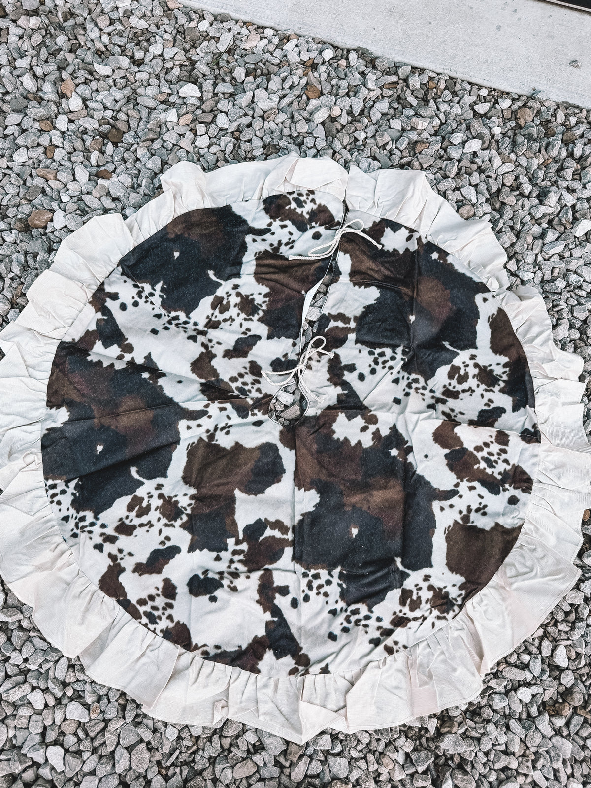 Canvas Cow Print Tree Skirt