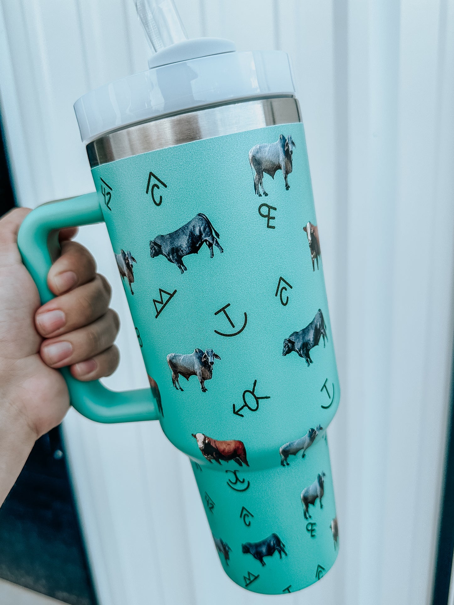 Turquoise Cattle Brand Tumbler