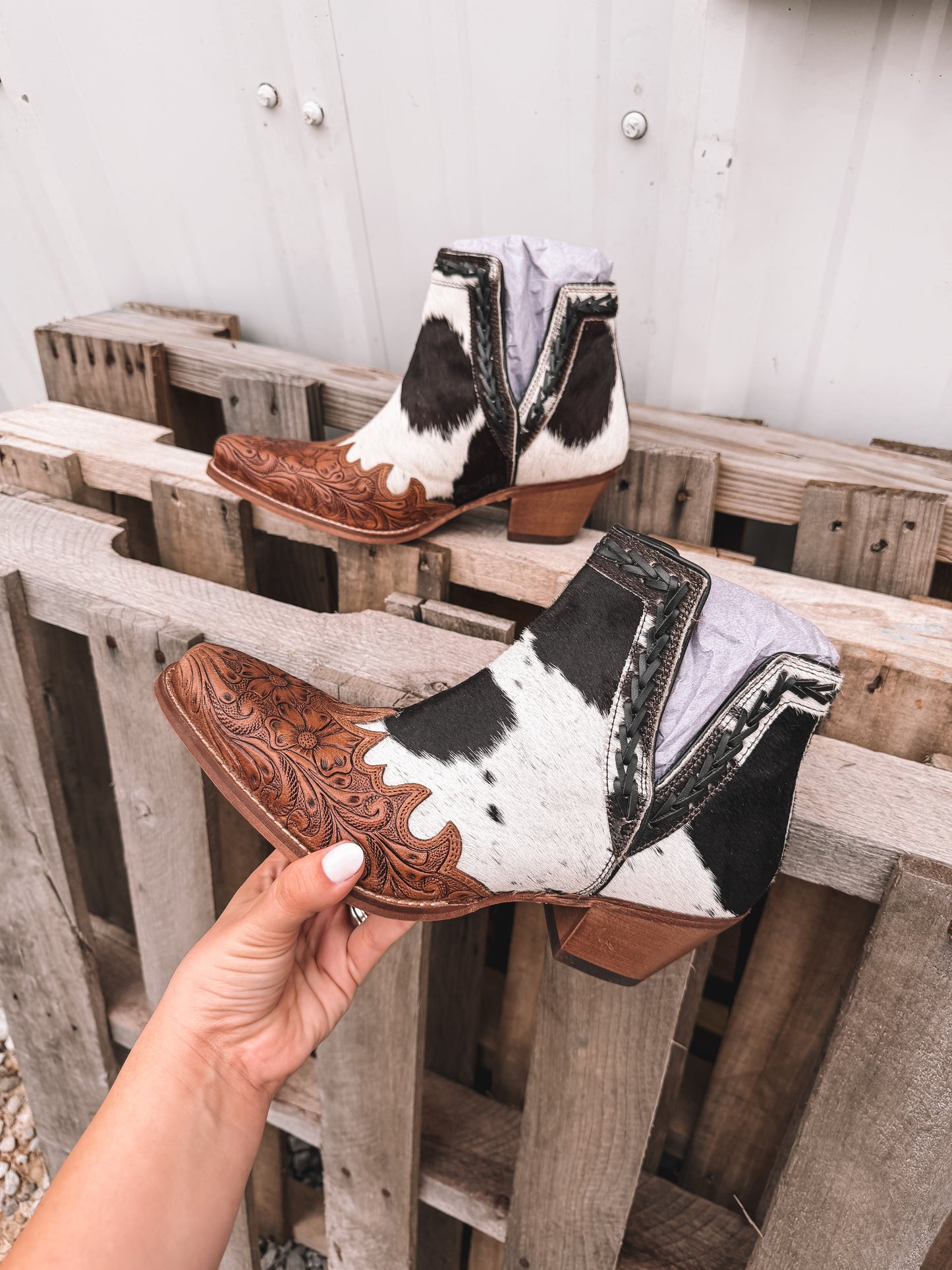 Georgina Cowhide Booties