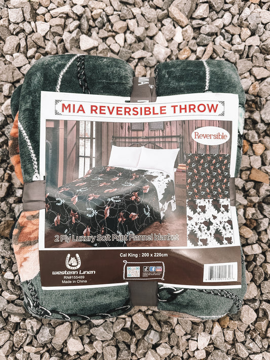 Saddle & Cow California King Throw Blanket