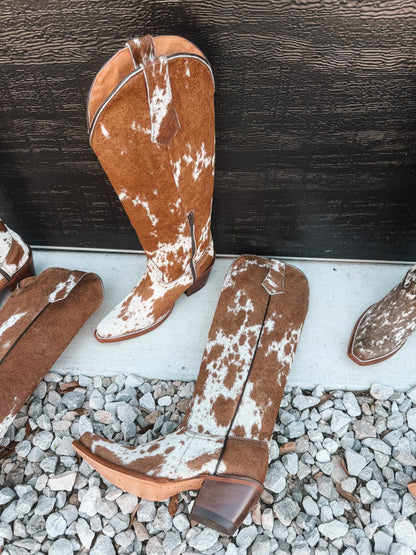 Knee High Cowhide Boots ~ Snip Toe Tan