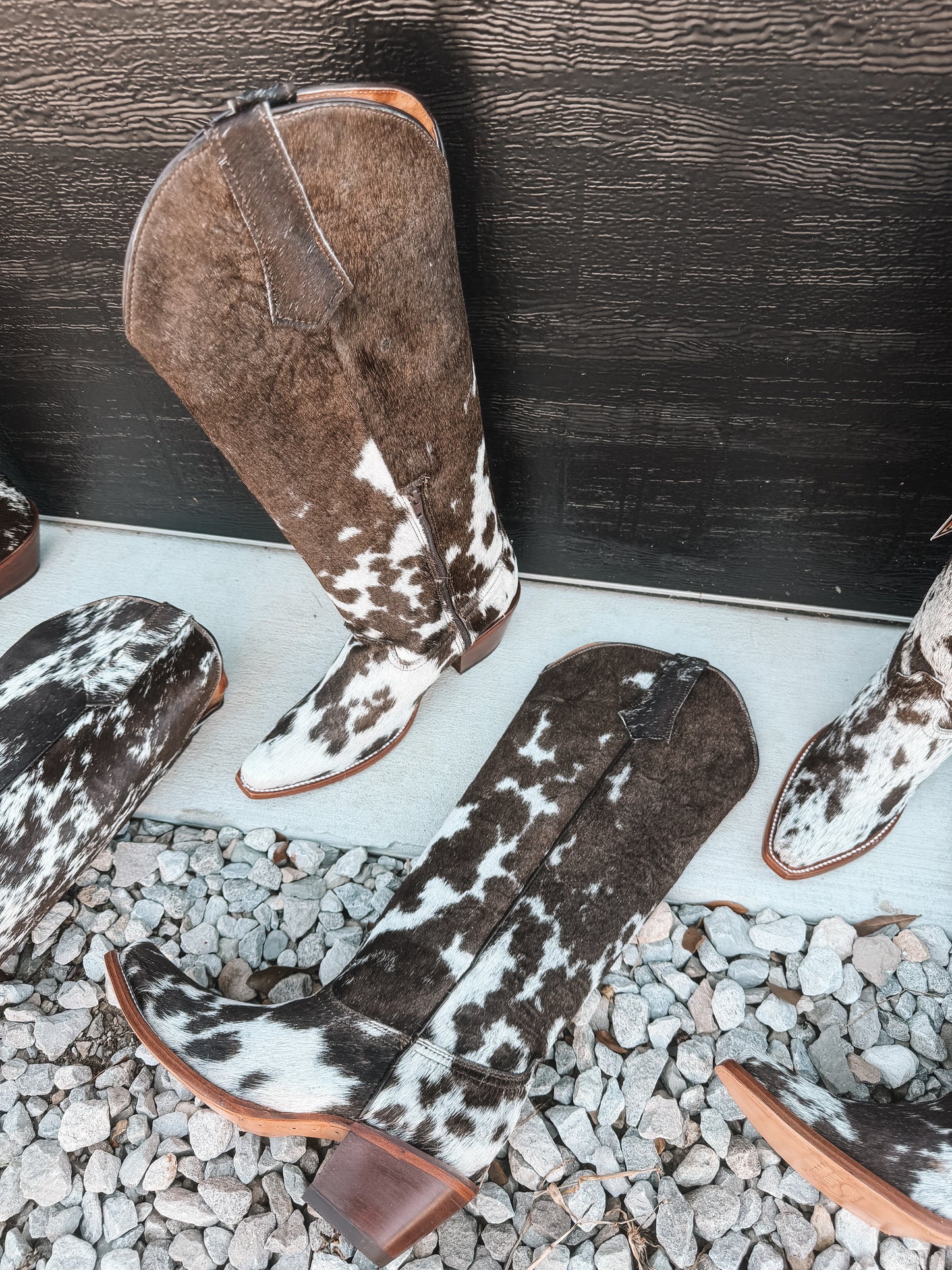 Knee High Cowhide Boots ~ Snip Toe Black