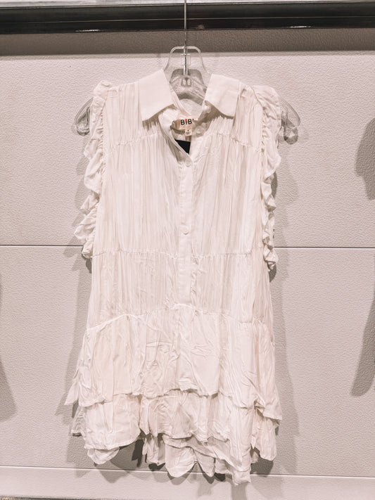 Pleated White Dress Top