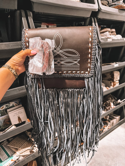 Leather Boot Stitched Crossbody