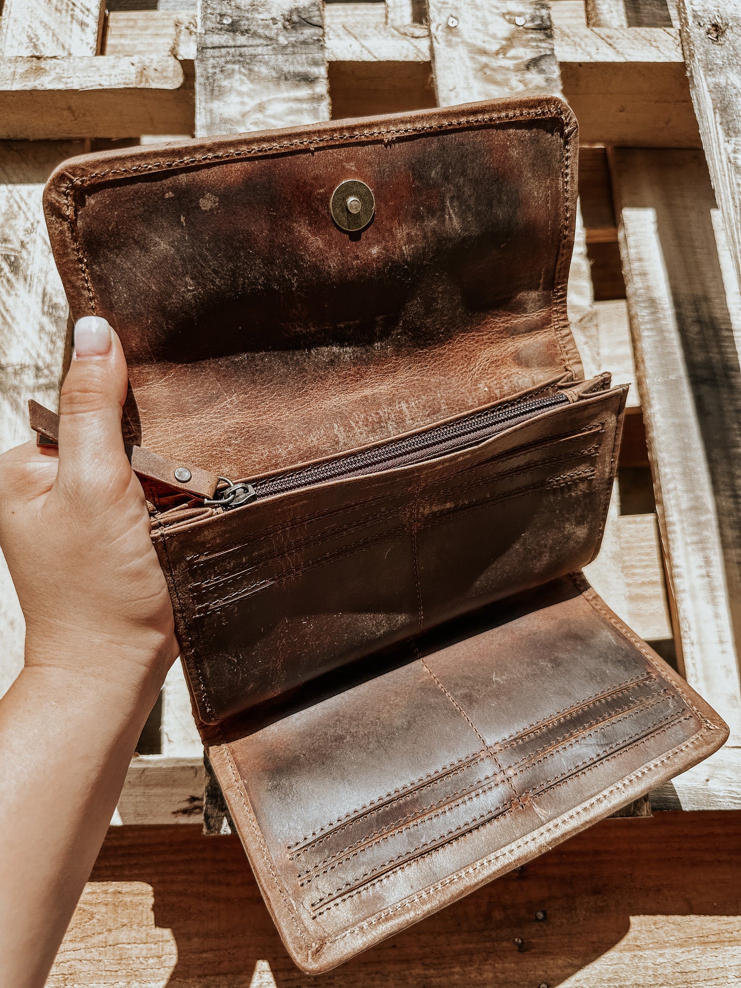 Cowhide Patchwork Wallet