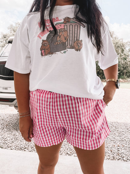Lulu Mac Gingham Boxer Shorts in Pink
