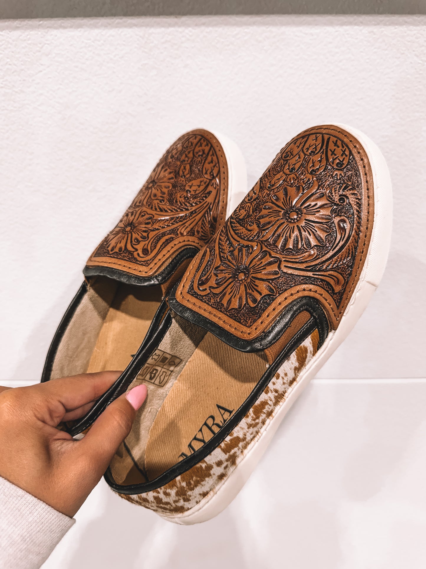 Kyburn Tan Cowhide and Leather Slip On Shoes