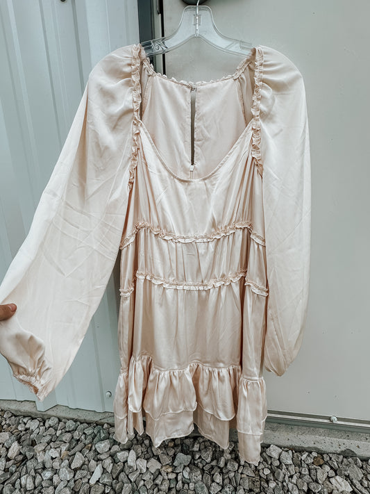 Long Sleeve Satin Dress