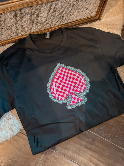 Pink Checkered Spade Tshirt