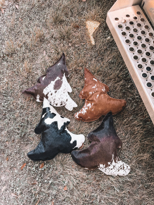 Cowhide Christmas Tree Pillow