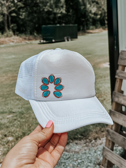Turquoise Squash Trucker Hat