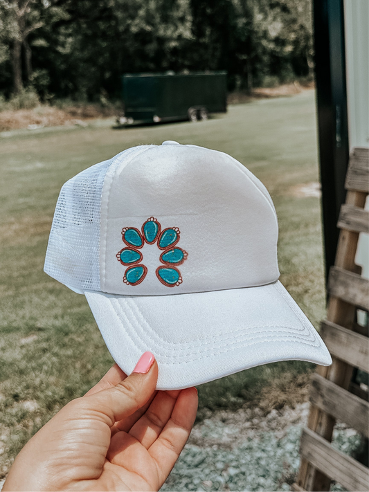 Turquoise Squash Trucker Hat