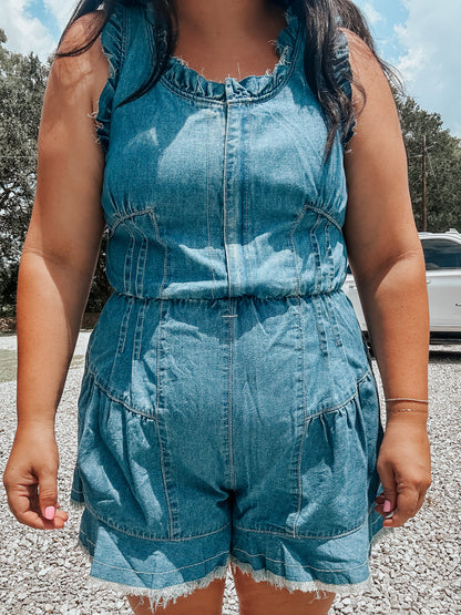 Denim Fray Romper