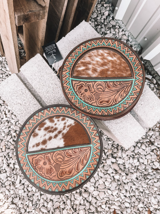 Tooled Turquoise Geom Canteen Crossbody