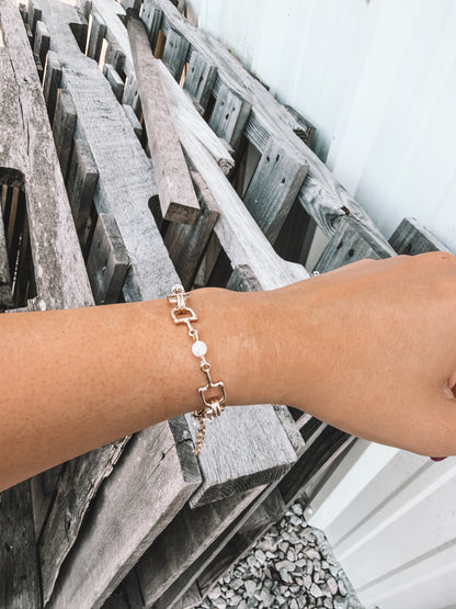 Horsebit and Pearl Station Bracelet