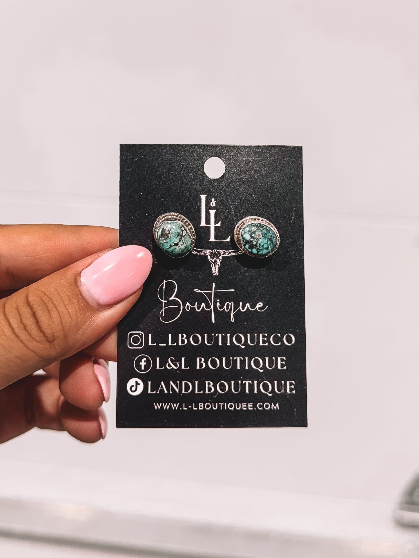 Marble Turquoise Stud Earrings