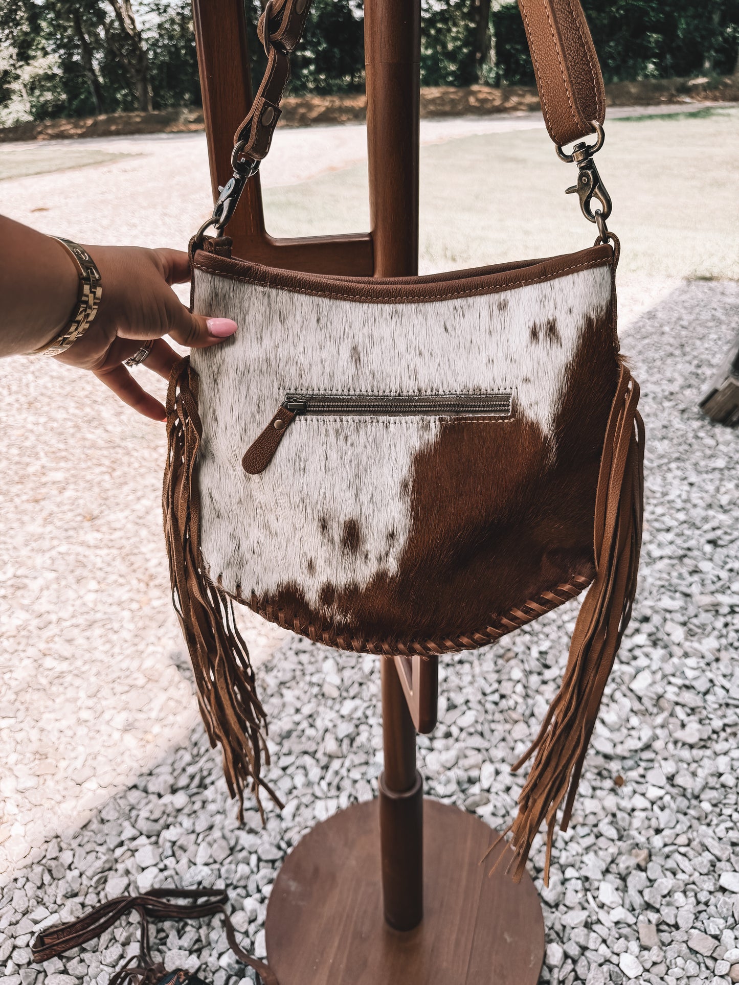 Edgy Cowhide Crossbody
