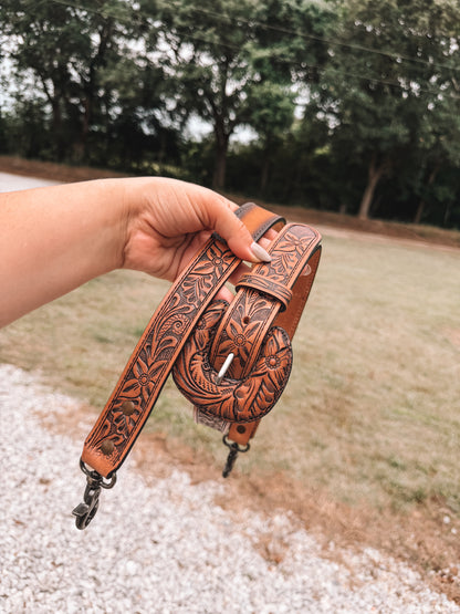 Bare Tooled Leather Crossbody Strap