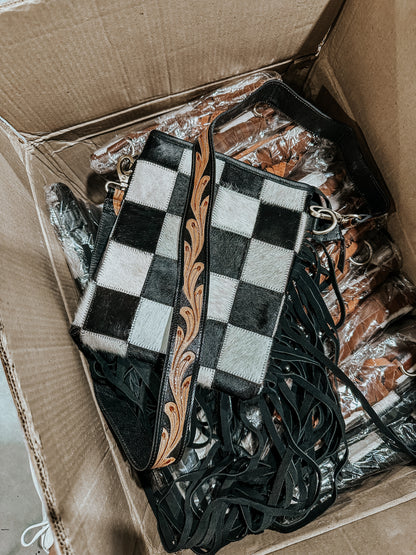 Checkered Cowhide Purse