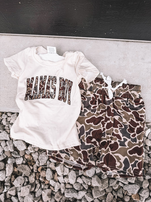 Mamas Boy Camo Top & Shorts Set