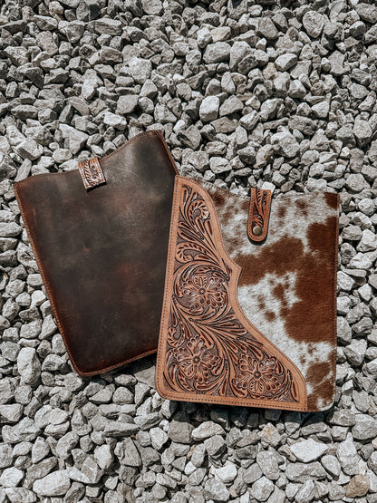 Tooled Leather Cowhide iPad Sleeve