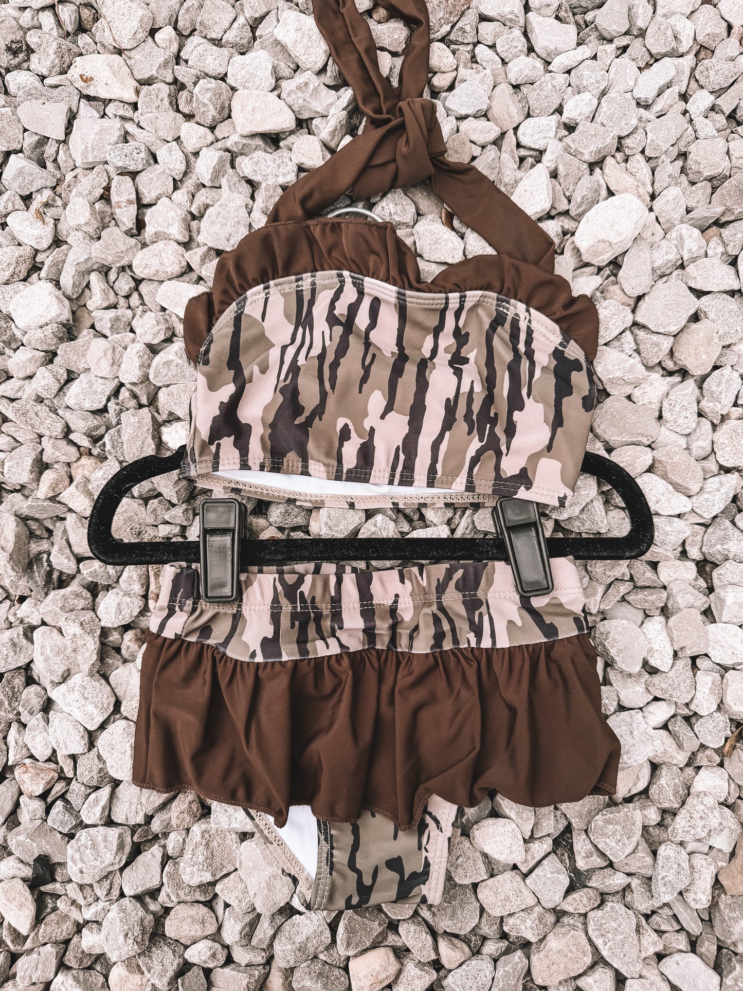 Bottomland Camo Girls Ruffle Swim Suit