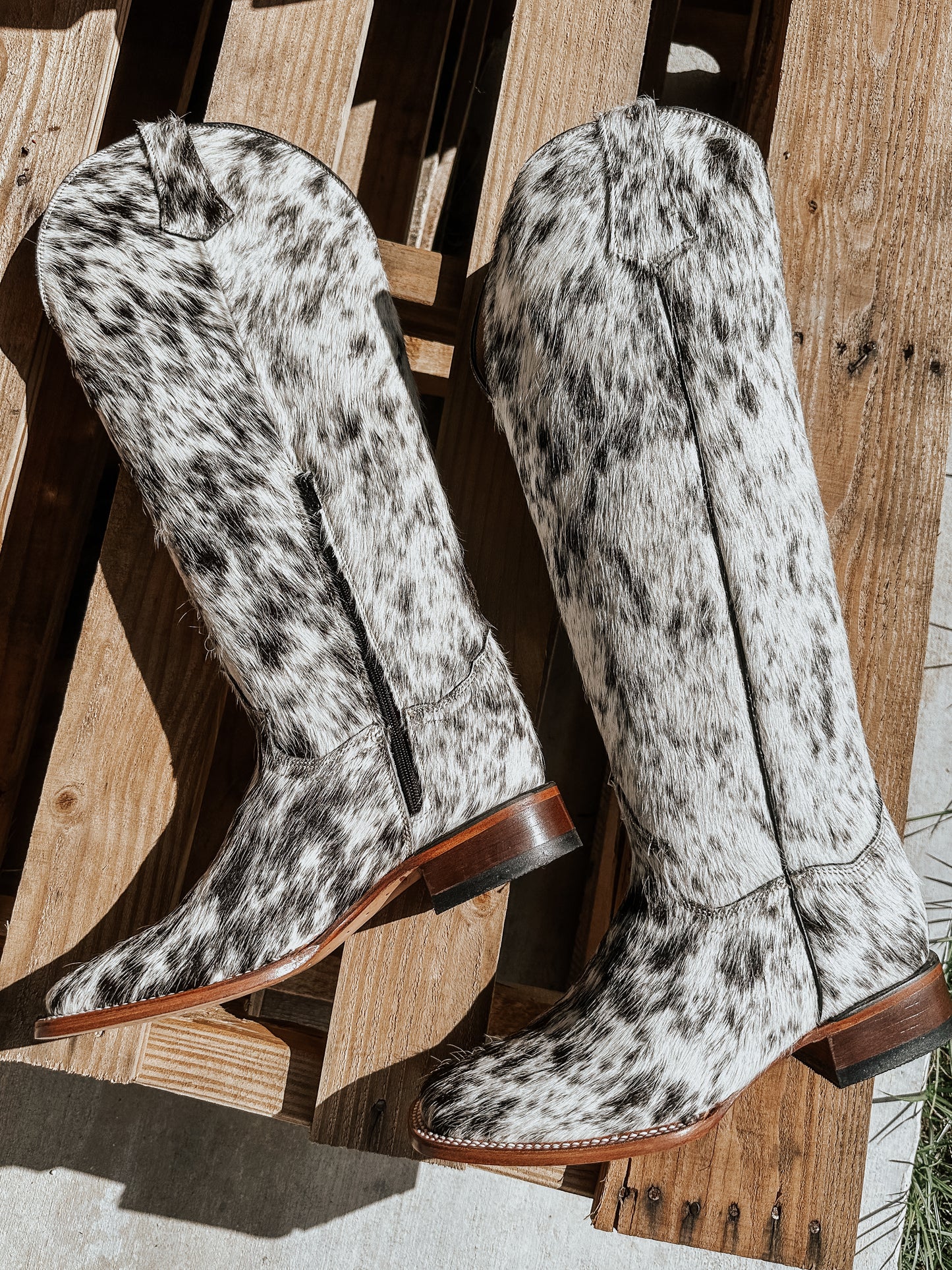 Knee High Cowhide Boots ~ Square Toe WIDE CALF