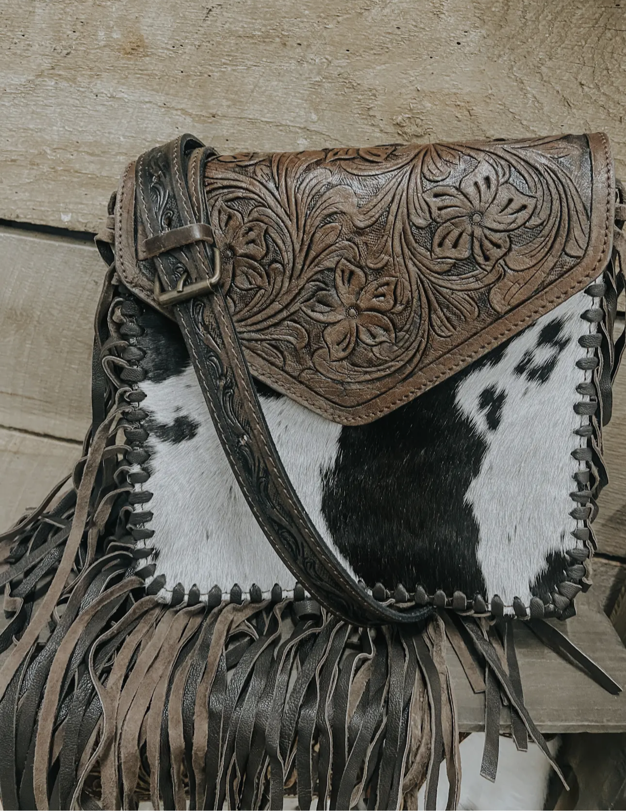 Hope Tooled Leather Cowhide Fringe Purse by Countryside Co.