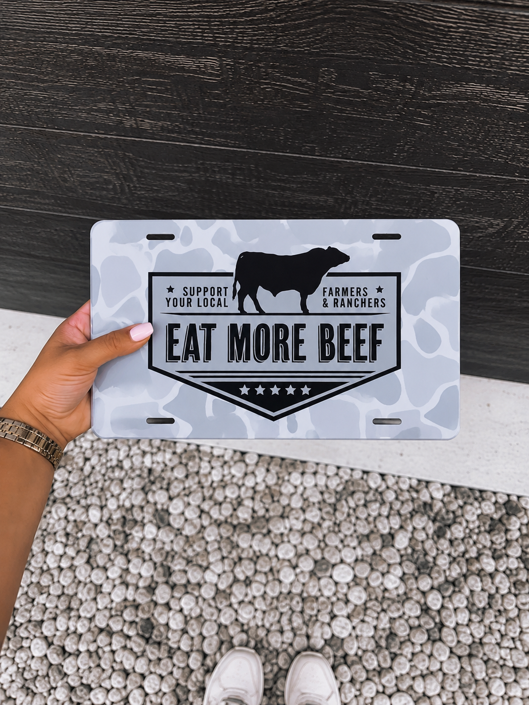 Plate Tag - Eat More Beef Snow Camo