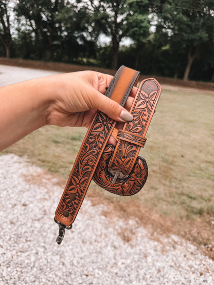 Bare Tooled Leather Crossbody Strap