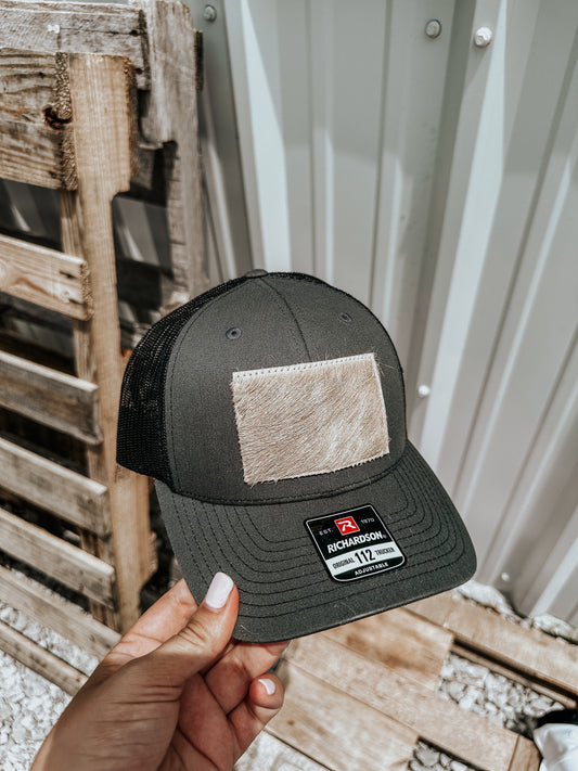Cowhide Richardson Hat Charcoal/Black ~ Rectangle PREORDER