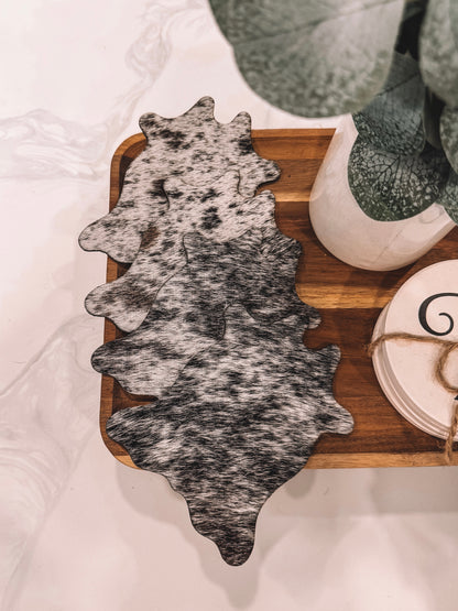 Rug Shaped Cowhide Coasters in Dark