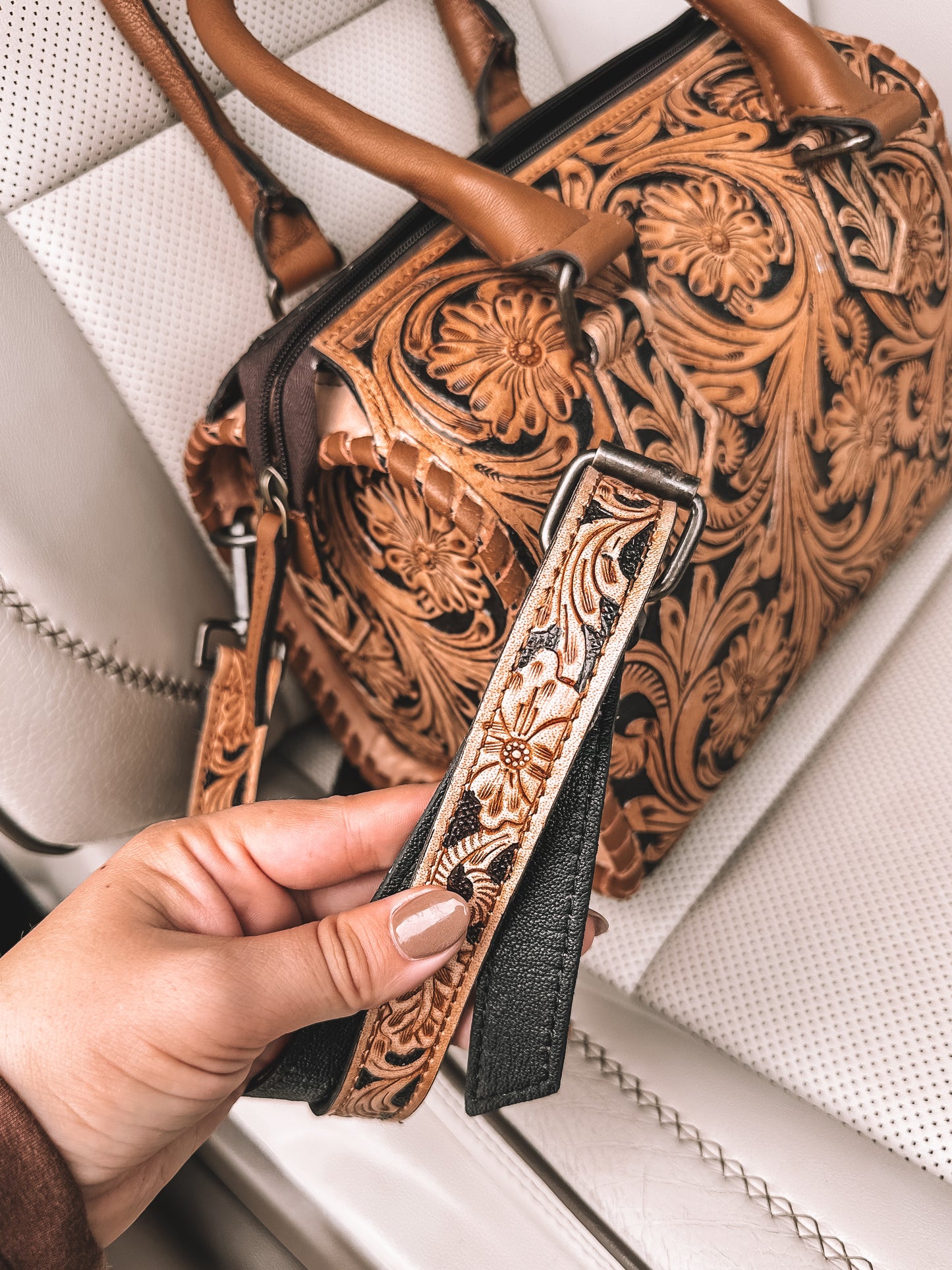 Tooled Leather Speedy Purse