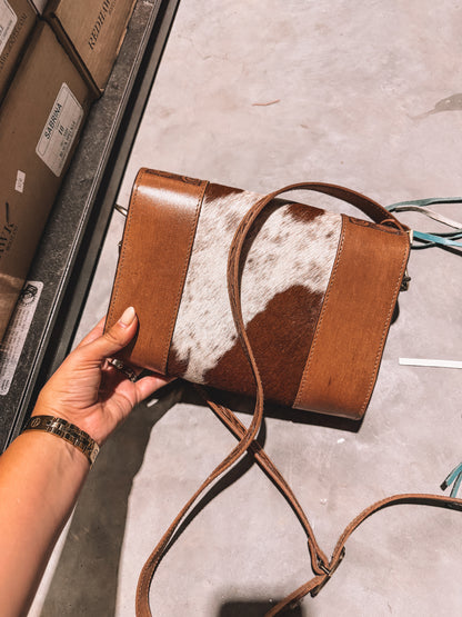 Cowhide & Leather Purse Tan