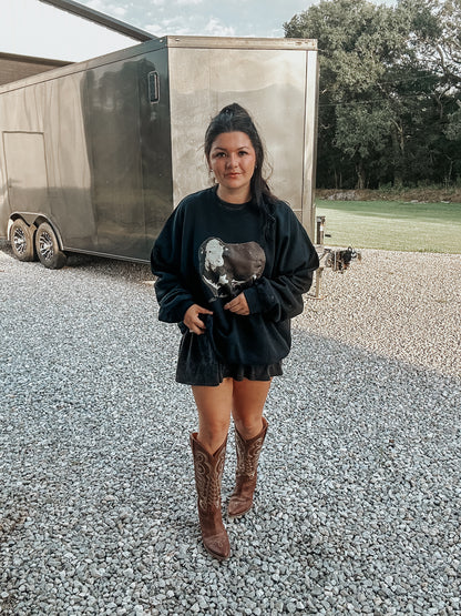 Brown Cow Crewneck in Black