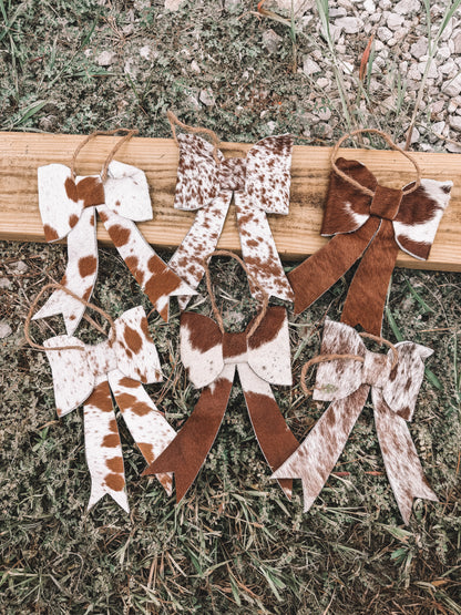 Cowhide Ornament Set of 6 Bows
