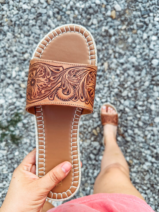 Horizon Tooled Leather Sandals