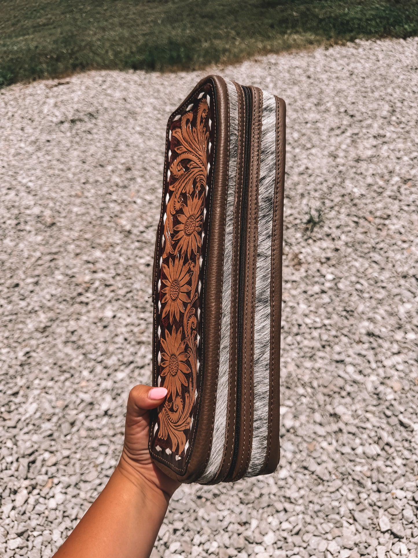 Tooled Leather & Cowhide Hot Iron Case