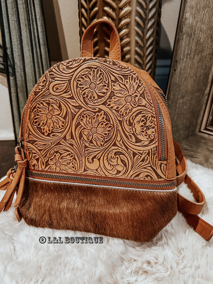 Trinity Cowhide Tooled Leather Backpack