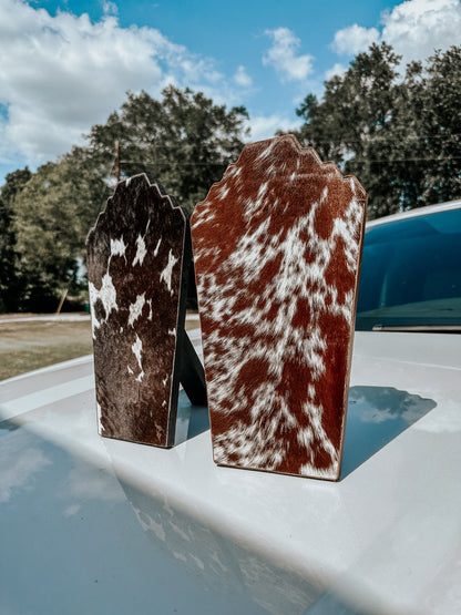 Wooden Cowhide Necklace Stand
