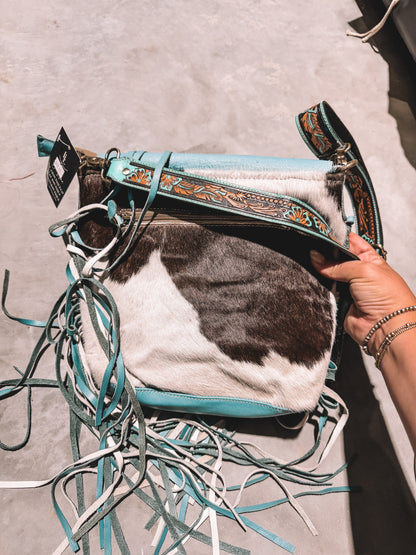 Cowhide & Leather Purse Turquoise