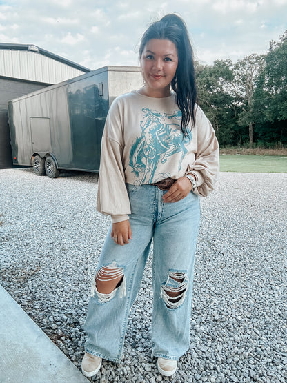 Wide Leg Cut Out Denim Jeans