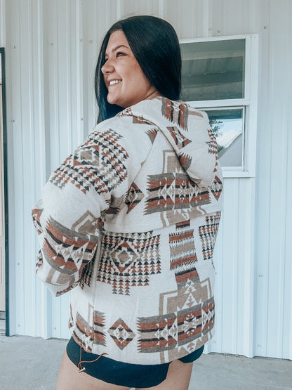 Cream & Rust Aztec Hoodie